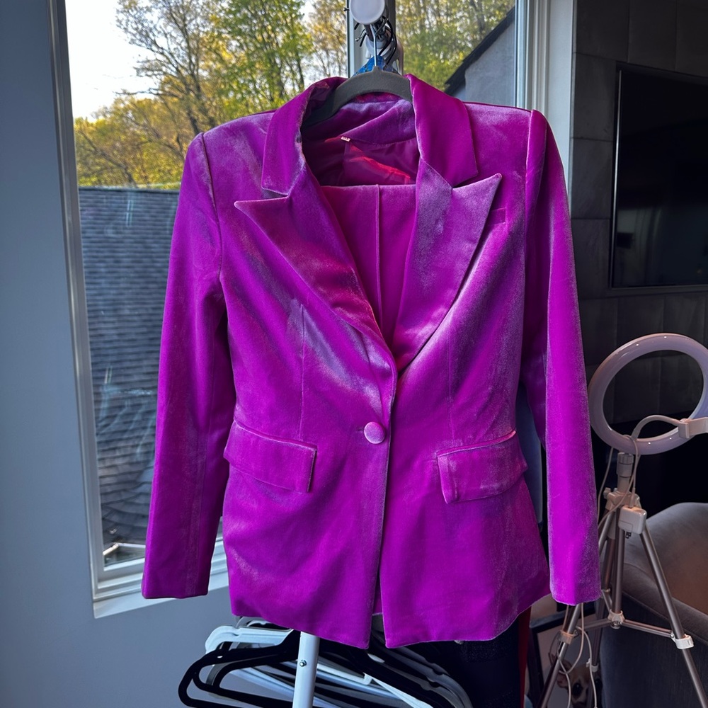 Pink Velvet Blazer/Pants Set